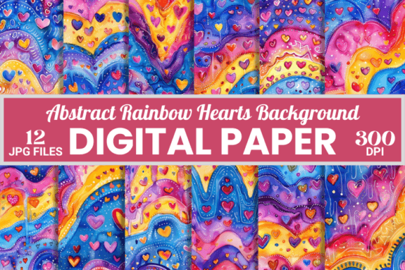 Abstract Rainbow Hearts Background for Creative Projects