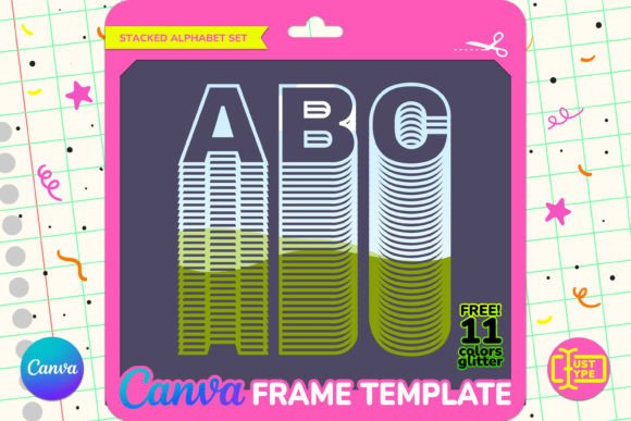 Card Stacked Alphabet Canva Frame