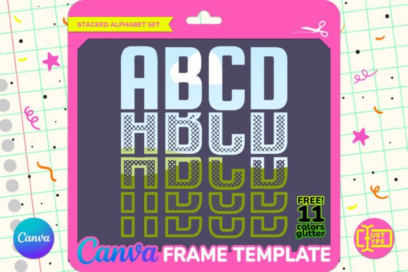 Dotted Stacked Alphabet Canva Frame