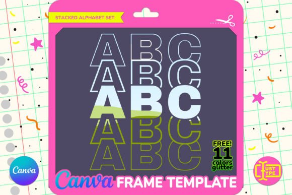 Fadeaway Stacked Alphabet Canva Frame
