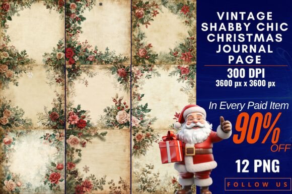 Infusing Holiday Memories with Rustic Elegance: The Vintage Shabby Chic Christmas Journal Page Collection