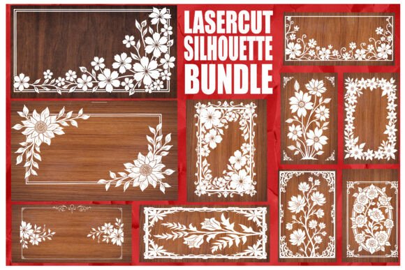 Laser Cut Floral Frame Silhouette Bundle