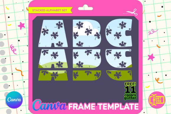 Maple Pattern Stacked Alphabet Canva