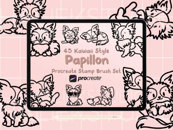 Papillon Dog Procreate Stamp Brushes for Cute Art