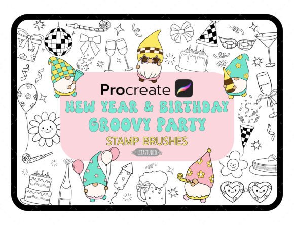 Party Stamps, Groovy, Procreate Brushes