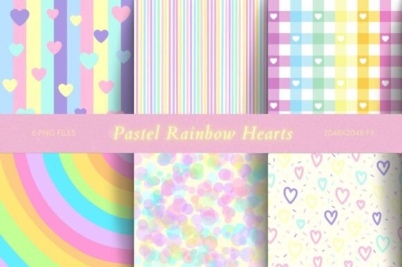 Pastel Rainbow Hearts: Whimsical Design Assets
