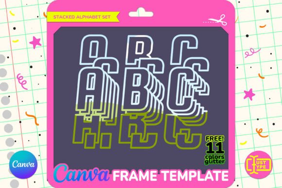 Pile Stacked Alphabet Canva Frame