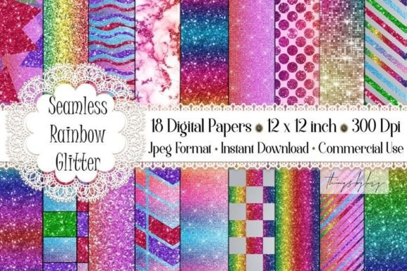 Seamless Unicorn Magic Glitter Papers