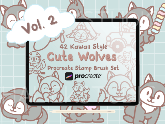 Streamlining Creative Workflows with Cute Wolves Vol. 2 Procreate Stamps