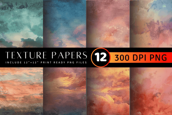 Sunset Cloudy Sky Texture Digital Paper